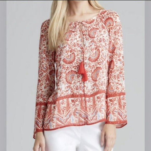 Tory Burch Tops - $395 Tory Burch SZ 8 Danica Printed Tie Neck Silk Tunic EXCELLENT Condition